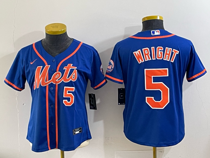 Women New York Mets #5 Wright blue 2025 MLB Nike jersey 008